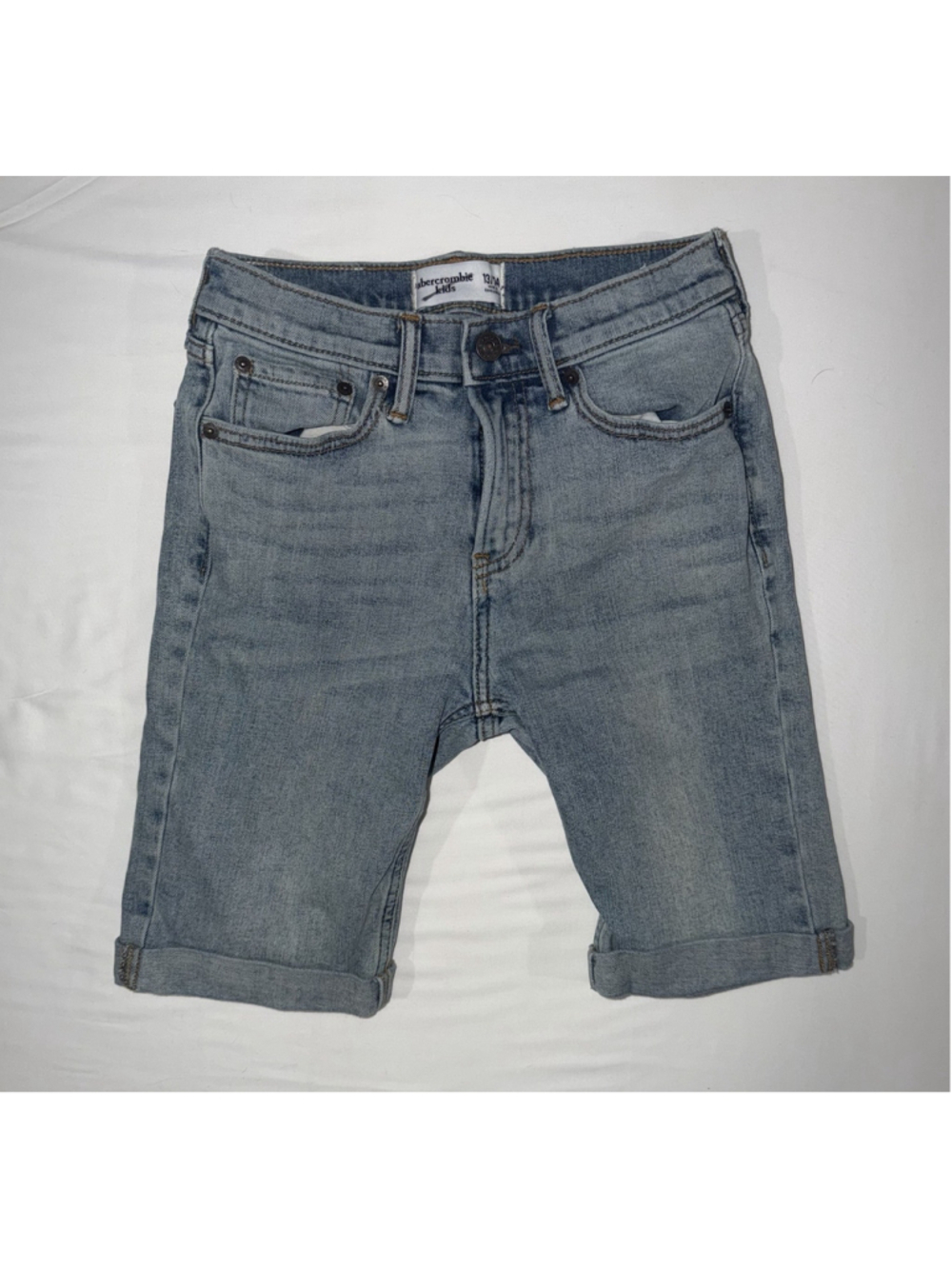 Abercrombie Kids Skater Denim Shorts 13/14 Boys Light Wash Distressed Jorts Y2k